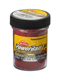 PASTA FLOTANTA BERKLEY POWERBAIT NATURAL GLITTER TROUT DOUGH FRUITS CHUNKY CHERRY - Img 2