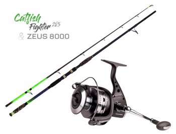 SET LANSETA ZFISH CATFISH FIGHTER 2.85M 100-300G + MULINETA ZEUS ZX 8000 - Img 1