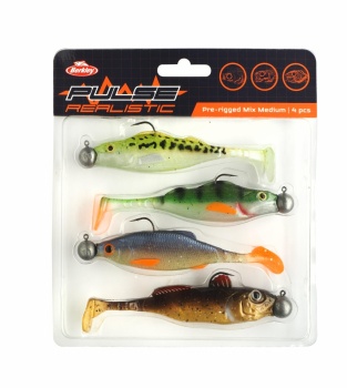 SHAD BERKLEY PULSE REALISTIC PRERIGGED MIX MDIUM 4BUC