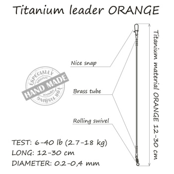 STRUNA TITAN ORANGE TITANIUM LEADER 1BUC 0.40MM, 30CM, 18.1KG - Img 2