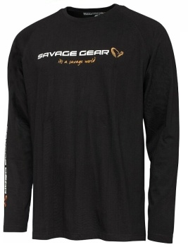 TRICOU SAVAGE GEAR SIGNATURE LOGO LONG SLEEVE BLACK CAVIAR MAR.L - Img 2