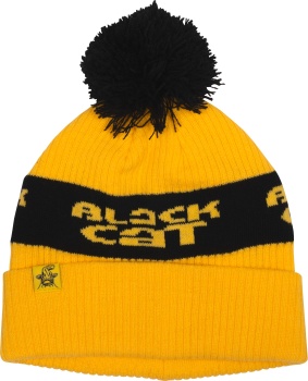 CACIULA BLACK CAT YELLOW BOBBLE HAT