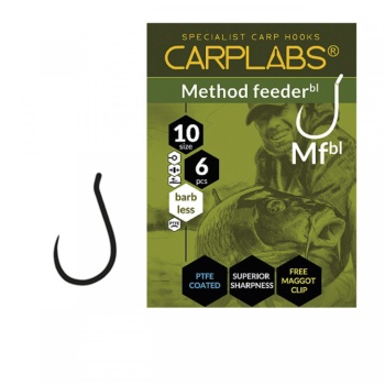 CARLIG KONGER CARPLABS® METHOD FEEDER BARBLESS NO.16 TITANIUM GREY RINGED 6BUC