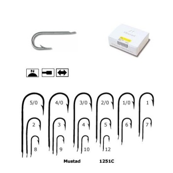 CARLIG MUSTAD TIJA LUNGA,PROTECTIE ANTICOROZIVA NR 1/0 1251C.01 - 10BUC/PL
