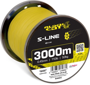 FIR TEXTIL BLACK CAT S-LINE 3000M 0.45 50KG YELLOW