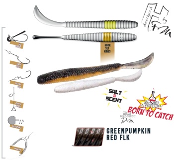 GRUB HERAKLES LEFTAIL WORM 4.8 12cm Greenpumkin Red Flakes