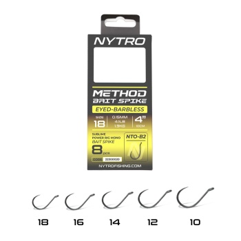 RIG FEEDER NYTRO BARBLESS 10CM METHOD BAIT SPIKE 10BUC 0.21MM NO 12