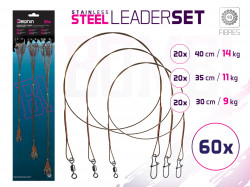 SET STRUNE DIN OTEL DELPHIN BOMB CU VARTEJ ŞI CARABINA / 49 FIBRE 60X /30.35.40CM/9.11.14KG