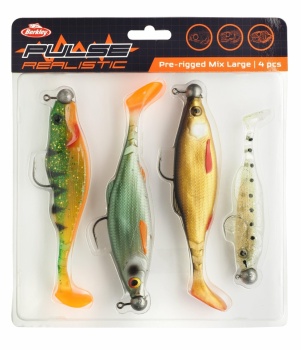 SHAD BERKLEY PULSE REALISTIC PRERIGGED MIX LARGE 4BUC
