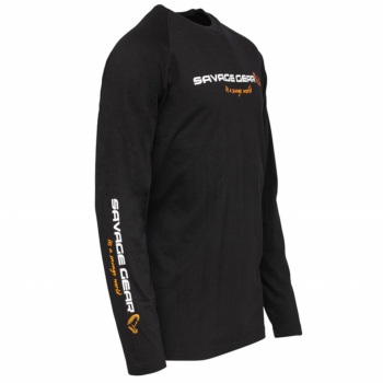 TRICOU SAVAGE GEAR SIGNATURE LOGO LONG SLEEVE BLACK CAVIAR MAR.M - Img 3