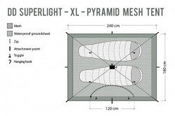 CORT DD HAMMOCKS SUPERLIGHT PYRAMID XL- PANZA ANTI INSECTE