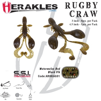 CREATURA HERAKLES GRUB RUBY CRAW 3 7.6cm WATERMELON BLACK/RED