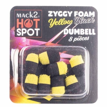 DUMBELL MACK2 ZIGGY FOAM DUMBELL TWO TONE GALBEN-NEGRU 8BUC