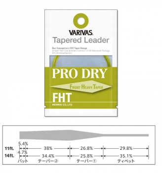 FIR INAINTAS VARIVAS FLY TAPERED LEADER PRO DRY FHT 6X 11FT 0.128MM-0.38MM