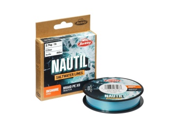 FIR TEXTIL BERKLEY NAUTIL INSHORE BRAID X8 300M/327YD, 0,45MM, 36KG/80LB AQUABLUE