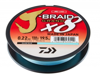 FIR TEXTIL DAIWA J-BRAID GRAND X8 BLUE 006MM/5KG/135M - Img 3