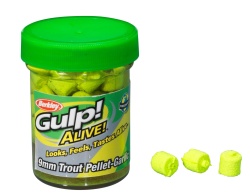 PELETE PASTRAV BERKLEY GULP ALIVE TROUT PELLET 9MM GARLIC CHARTREUSE