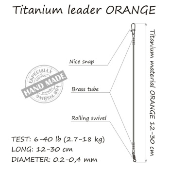 STRUNA TITAN 1X7 ORANGE TITANIUM LEADER 1BUC 0.45MM, 30CM, 13.6KG - Img 2