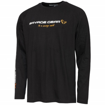 TRICOU SAVAGE GEAR SIGNATURE LOGO LONG SLEEVE BLACK CAVIAR MAR.M - Img 2