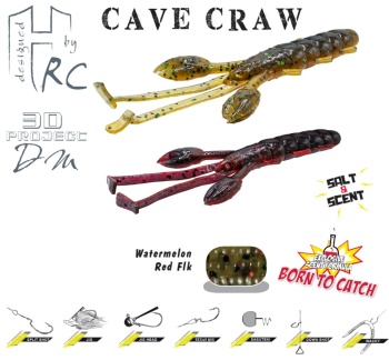 CREATURA HERAKLES CAVE CRAW 3.8 9.6cm Watermelon Red Flakes
