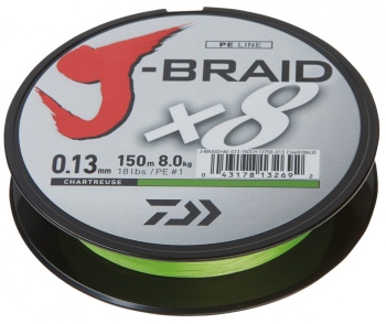FIR TEXTIL DAIWA J-BRAID X8 CHARTREUSE 018MM/12,0KG/150M - Img 2