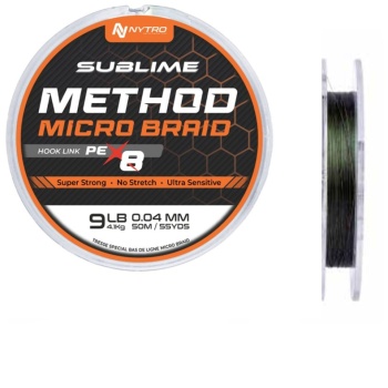 MULTIFILAMENT NYTRO PE-X8 50M SUBLIME METHOD MICROBRAID HOOK LINK 0.06MM, 5.0KG - Img 2