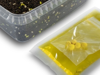PELETE DELPHIN PELLET BOX REAXE READY&GO PORUMB-ANANAS / 400 G + 120 ML BOOSTER + 10 MM WA - Img 2