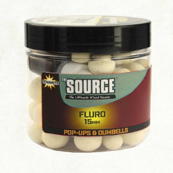 POP UP DYNAMITE BAITS SOURCE WHITE FLURO POP UPS AND DUMBELLS 10MM