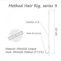 RIG FEEDER ORANGE SERIES 3 NO.10 15LB METHOD HAIR RIGS