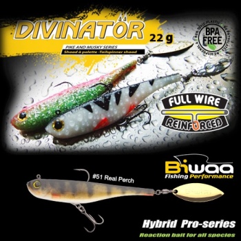 SPINNERTAIL BIWAA DIVINATOR MEDIUM 18CM 35GR 51 REAL PERCH