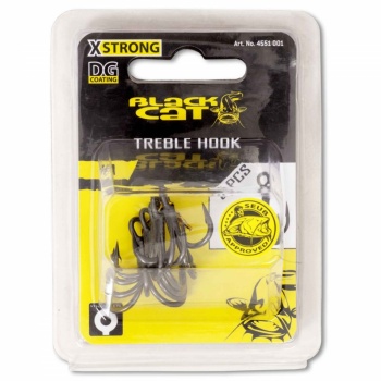 ANCORA BLACK CAT NO.1/0 CURVED POINT TREBLE HOOK DG COATING