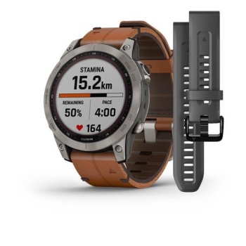 CEAS GARMIN FENIX 7 SAPPHIRE SOLAR TITAN / PIELE 47MM