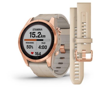 CEAS GARMIN FENIX 7S SAPPHIRE SOLAR ROSE GOLD TI / PIELE 42MM