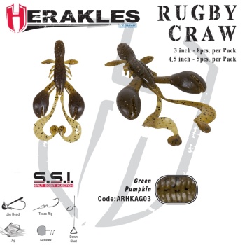 CREATURA HERAKLES GRUB RUBY CRAW 3 7.6cm GREEN PUMKIN