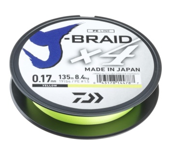 FIR TEXTIL DAIWA J-BRAID X4 025MM/14,4KG/135M GALBEN