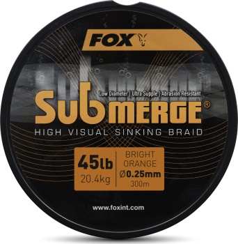 FIR TEXTIL FOX SUBMERGE ORANGE SINKING BRAID – 300 M, 0.25 MM, 45 LB