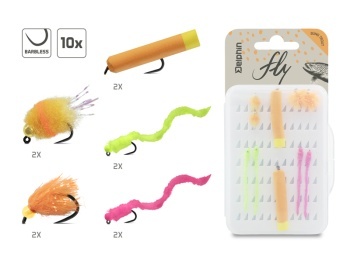 SET MUSTE ARTIFICIALE DELPHIN FLY / 10BUC BUNG TROUT