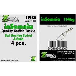 VARTEJ CU 2 RULMENTI + AGRAFA INOX INSOMNIA, 114KG, 4 BUC/PLIC