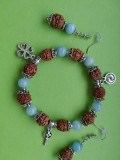 Bratara rudraksha 4 muchii, angelit + cercei
