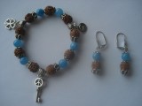 Bratara angelit si rudraksha 4 muchii + cercei