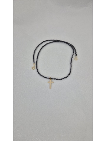 Colier Handmade Argint Placat cu Aur Cruce Cubic Zirconiu