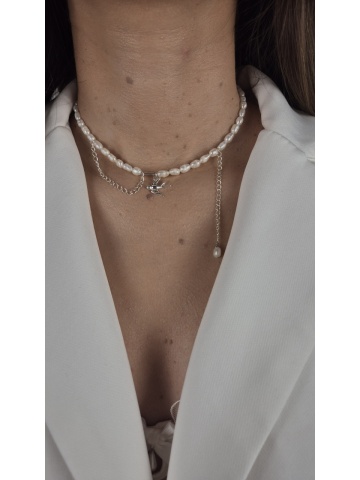 Colier Perle Naturale Argint Randunica de dama