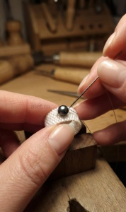 Alet - Inel Handmade Lat Alb din Margele Miyuki cu Perla Naturala de Cultura