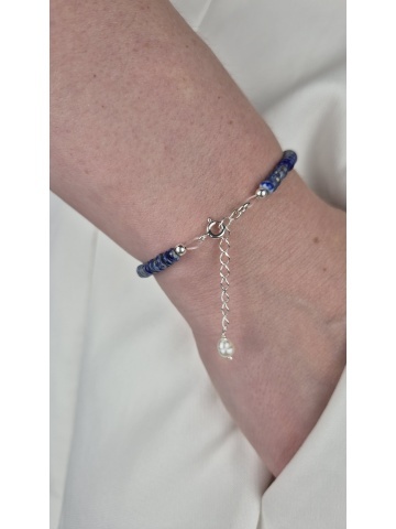 Brățară Argint Perle Pietre Semiprețioase Lapis Lazuli - Img 2