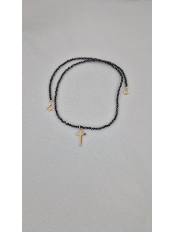 Colier Handmade Argint Placat cu Aur Cruce Cubic Zirconiu