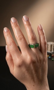 Inel Lat Miyuki Verde Aur 8K