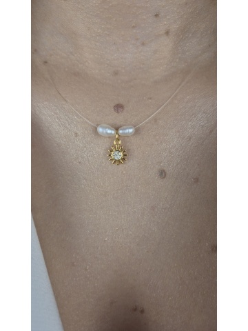 Colier Perle Naturale Argint Placat cu Aur Soare