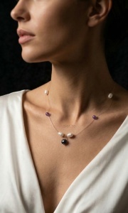 Colier Floating Safir Ametist Perle: Secretul Atractiei