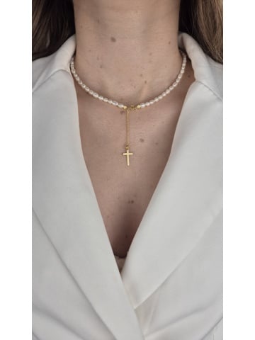 Colier Handmade Argint placat cu Aur Perle Naturale