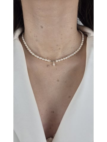 Colier Handmade Reglabil Argint Perle Naturale